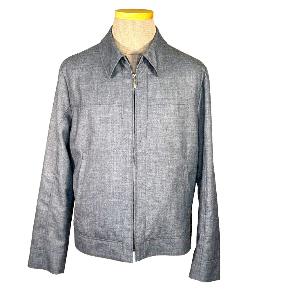 Tumi Men’s Gray Wool Zip Front Lined Jacket Made in Peru Size Large EUC